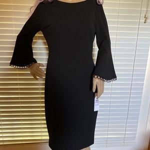 Calvin Klein Bell Sleeve Circle Trim Dress 6 NWT